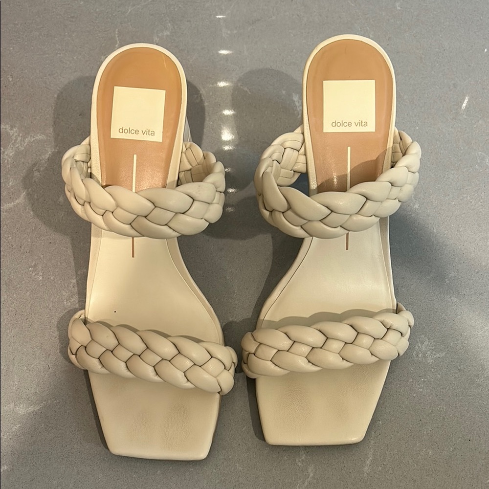 Dolce Vita Paily Cream Braided Sandals with Block Heel size 8.5